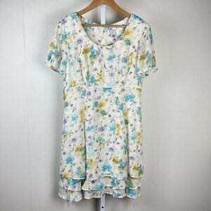 Vintage‎ CDC Caren Desiree Company Dress 90s Floral Tiered Pastel Rayon Size 10